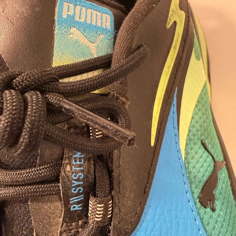 Puma RS-Fast LS Men’s Size 11 Black & Ocean Dive (Blue & Lime Green) EUC